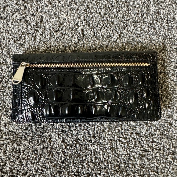 BRAHMIN Ady Slim Wallet Croc Embossed Continental Leather Black Melbourne $145 - Picture 8 of 13